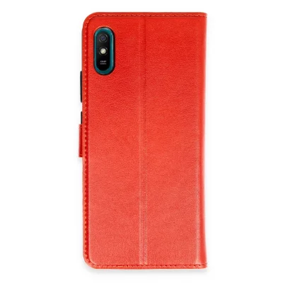 BUĞZ Xiaomi Redmi 9a Kılıf Trend S Plus Kapaklı Kılıf - Kırmızı