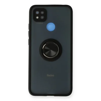 BUĞZ Xiaomi Redmi 9c Kılıf Montreal Yüzüklü Silikon Kapak - Siyah