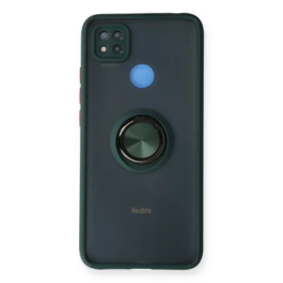 BUĞZ Xiaomi Redmi 9c Kılıf Montreal Yüzüklü Silikon Kapak - Yeşil
