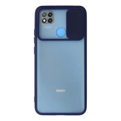 BUĞZ Xiaomi Redmi 9c Kılıf Palm Buzlu Kamera Sürgülü Silikon - Lacivert