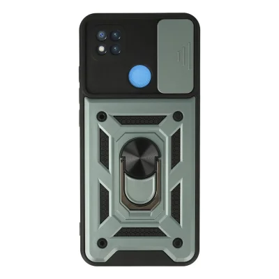 BUĞZ Xiaomi Redmi 9c Kılıf Pars Lens Yüzüklü Silikon - Yeşil