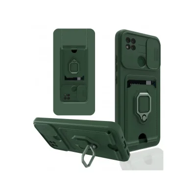 BUĞZ Xiaomi Redmi 9c Kılıf Zuma Kartvizitli Yüzüklü Silikon - Yeşil