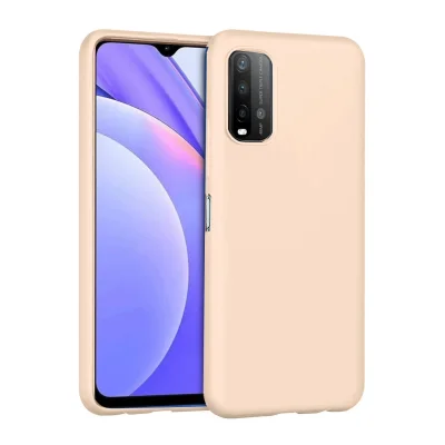 BUĞZ Xiaomi Redmi 9t Kılıf Nano İçi Kadife Silikon - Pudra