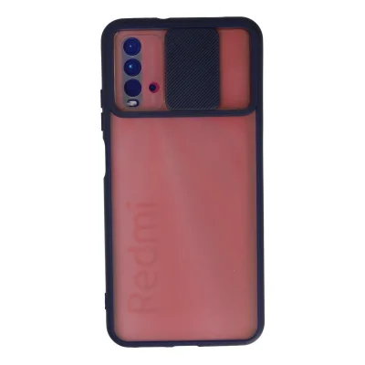 BUĞZ Xiaomi Redmi 9t Kılıf Palm Buzlu Kamera Sürgülü Silikon - Lacivert