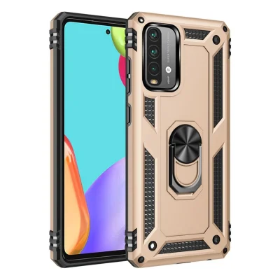 BUĞZ Xiaomi Redmi 9t Kılıf Sofya Yüzüklü Silikon Kapak - Gold