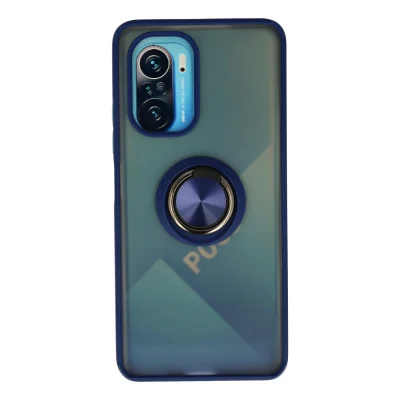 BUĞZ Xiaomi Redmi K40 Kılıf Montreal Yüzüklü Silikon Kapak - Lacivert