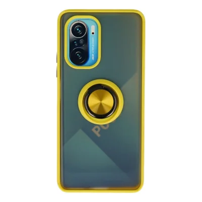 BUĞZ Xiaomi Redmi K40 Kılıf Montreal Yüzüklü Silikon Kapak - Sarı