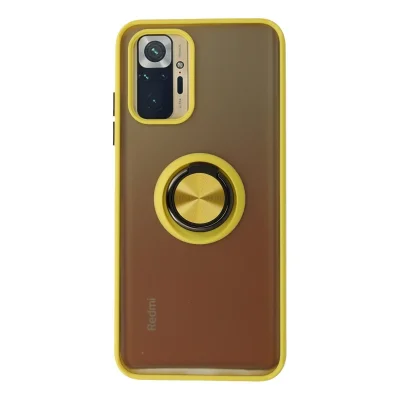 BUĞZ Xiaomi Redmi Note 10 Kılıf Montreal Yüzüklü Silikon Kapak - Sarı