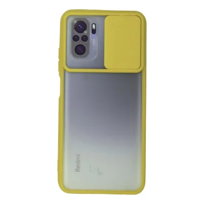 BUĞZ Xiaomi Redmi Note 10 Kılıf Palm Buzlu Kamera Sürgülü Silikon - Sarı