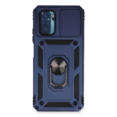 BUĞZ Xiaomi Redmi Note 10 Kılıf Pars Lens Yüzüklü Silikon - Lacivert
