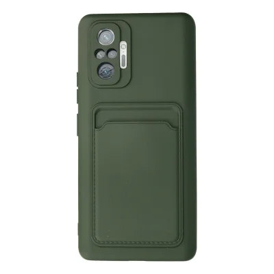 BUĞZ Xiaomi Redmi Note 10 Pro Kılıf Kelvin Kartvizitli Silikon - Koyu Yeşil