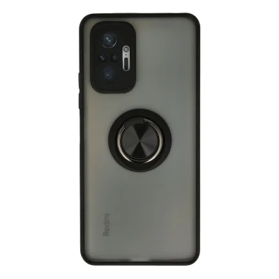 BUĞZ Xiaomi Redmi Note 10 Pro Kılıf Montreal Yüzüklü Silikon Kapak - Siyah