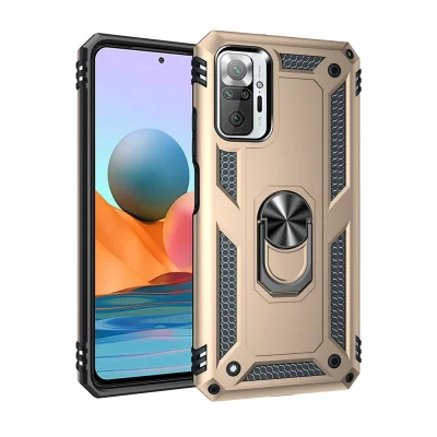 BUĞZ Xiaomi Redmi Note 10 Pro Kılıf Sofya Yüzüklü Silikon Kapak - Gold