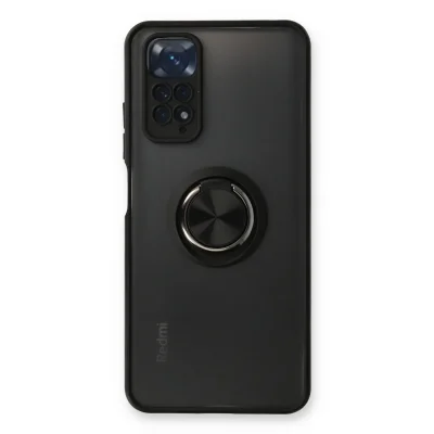 BUĞZ Xiaomi Redmi Note 11 Kılıf Montreal Yüzüklü Silikon Kapak - Siyah