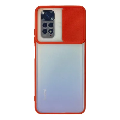 BUĞZ Xiaomi Redmi Note 11 Kılıf Palm Buzlu Kamera Sürgülü Silikon - Kırmızı
