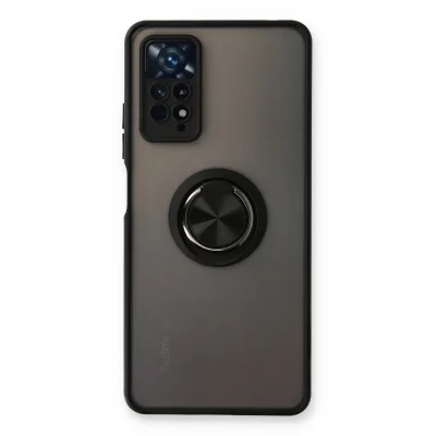 BUĞZ Xiaomi Redmi Note 11 Pro Kılıf Montreal Yüzüklü Silikon Kapak - Siyah