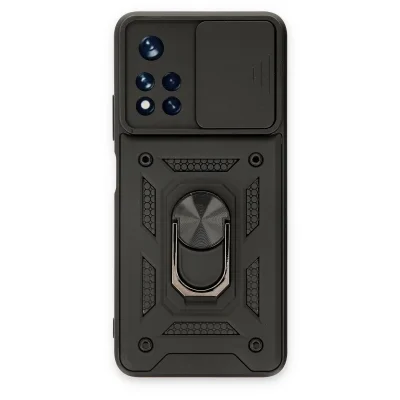 BUĞZ Xiaomi Redmi Note 11t Kılıf Pars Lens Yüzüklü Silikon - Siyah