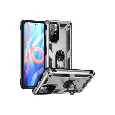 BUĞZ Xiaomi Redmi Note 11t Kılıf Sofya Yüzüklü Silikon Kapak - Gümüş