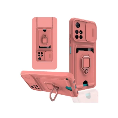 BUĞZ Xiaomi Redmi Note 11t Kılıf Zuma Kartvizitli Yüzüklü Silikon - Pembe