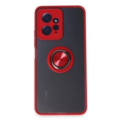 BUĞZ Xiaomi Redmi Note 12 4g Kılıf Montreal Yüzüklü Silikon Kapak - Kırmızı