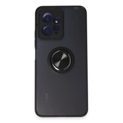 BUĞZ Xiaomi Redmi Note 12 4g Kılıf Montreal Yüzüklü Silikon Kapak - Siyah