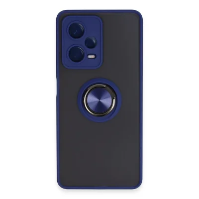 BUĞZ Xiaomi Redmi Note 12 5g Kılıf Montreal Yüzüklü Silikon Kapak - Lacivert