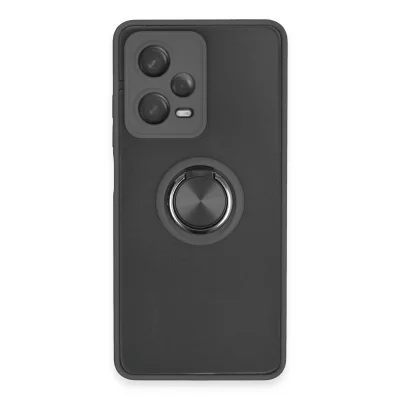 BUĞZ Xiaomi Redmi Note 12 5g Kılıf Montreal Yüzüklü Silikon Kapak - Siyah