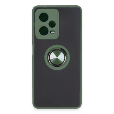 BUĞZ Xiaomi Redmi Note 12 5g Kılıf Montreal Yüzüklü Silikon Kapak - Yeşil