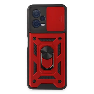 BUĞZ Xiaomi Redmi Note 12 5g Kılıf Pars Lens Yüzüklü Silikon - Kırmızı