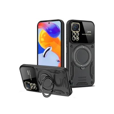 BUĞZ Xiaomi Redmi Note 12 Pro 4g Kılıf Joy Lens Standlı Kapak - Siyah