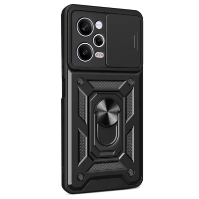 BUĞZ Xiaomi Redmi Note 12 Pro 5g Kılıf Pars Lens Yüzüklü Silikon - Siyah