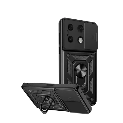 BUĞZ Xiaomi Redmi Note 13 4g Kılıf Pars Lens Yüzüklü Silikon - Siyah