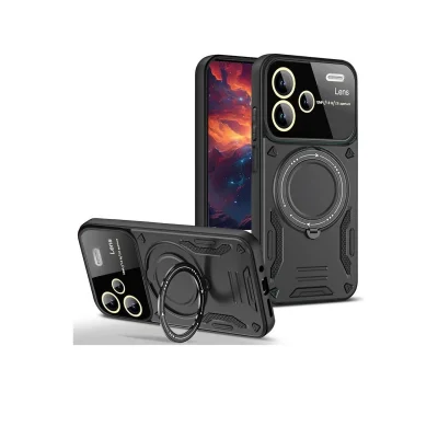 BUĞZ Xiaomi Redmi Note 13 Pro Plus Joy Lens Standlı Kapak - Siyah