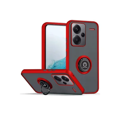 BUĞZ Xiaomi Redmi Note 13 Pro Plus Kılıf Montreal Yüzüklü Silikon Kapak - Kırmızı