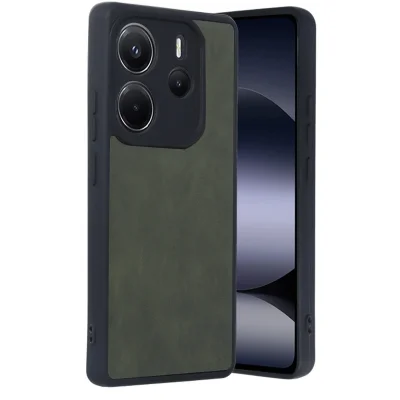 BUĞZ Xiaomi Redmi Note 14 4g Kılıf Aras Deri Kapak - Koyu Yeşil
