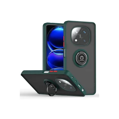 BUĞZ Xiaomi Redmi Note 14 Pro 5g Kılıf Montreal Yüzüklü Silikon Kapak - Yeşil