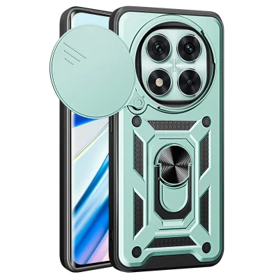 BUĞZ Xiaomi Redmi Note 14 Pro 5g Kılıf Pars Lens Yüzüklü Silikon - Yeşil