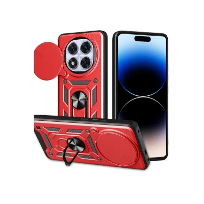 BUĞZ Xiaomi Redmi Note 14 Pro Plus Kılıf Pars Lens Yüzüklü Silikon - Kırmızı