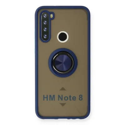 BUĞZ Xiaomi Redmi Note 8 Kılıf Montreal Yüzüklü Silikon Kapak - Lacivert