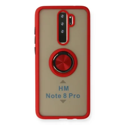 BUĞZ Xiaomi Redmi Note 8 Pro Kılıf Montreal Yüzüklü Silikon Kapak - Kırmızı