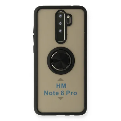 BUĞZ Xiaomi Redmi Note 8 Pro Kılıf Montreal Yüzüklü Silikon Kapak - Siyah