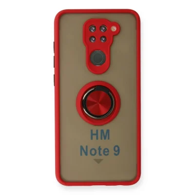 BUĞZ Xiaomi Redmi Note 9 Kılıf Montreal Yüzüklü Silikon Kapak - Kırmızı