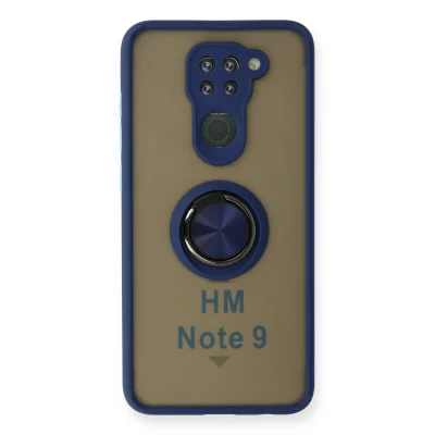 BUĞZ Xiaomi Redmi Note 9 Kılıf Montreal Yüzüklü Silikon Kapak - Lacivert