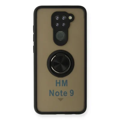 BUĞZ Xiaomi Redmi Note 9 Kılıf Montreal Yüzüklü Silikon Kapak - Siyah