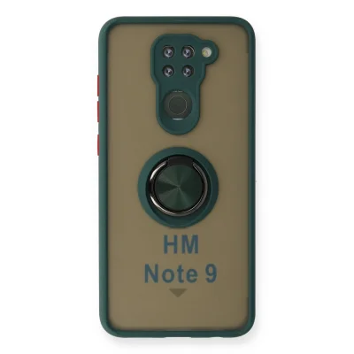 BUĞZ Xiaomi Redmi Note 9 Kılıf Montreal Yüzüklü Silikon Kapak - Yeşil