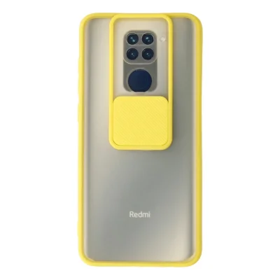 BUĞZ Xiaomi Redmi Note 9 Kılıf Palm Buzlu Kamera Sürgülü Silikon - Sarı