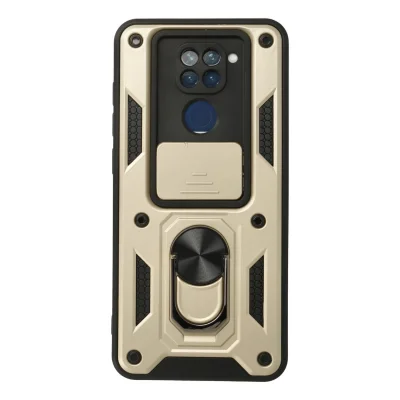 BUĞZ Xiaomi Redmi Note 9 Kılıf Pars Lens Yüzüklü Silikon - Gold