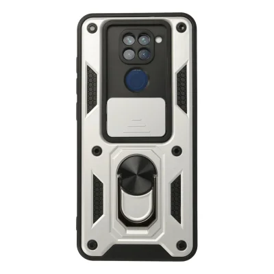 BUĞZ Xiaomi Redmi Note 9 Kılıf Pars Lens Yüzüklü Silikon - Gümüş