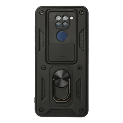 BUĞZ Xiaomi Redmi Note 9 Kılıf Pars Lens Yüzüklü Silikon - Siyah