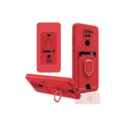 BUĞZ Xiaomi Redmi Note 9 Kılıf Zuma Kartvizitli Yüzüklü Silikon - Kırmızı